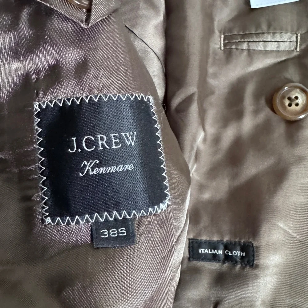 Rare J.Crew Suit Men 38S 29W Brown Herringbone Wool Kenmare Double Breasted Peak